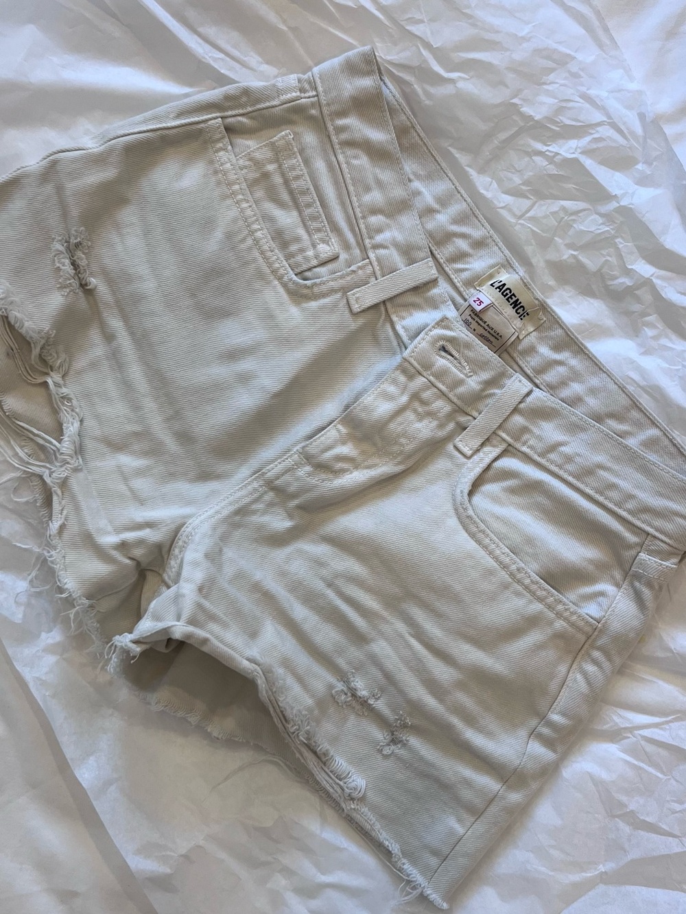 L’AGENCE Light Cream Women's Denim Shorts